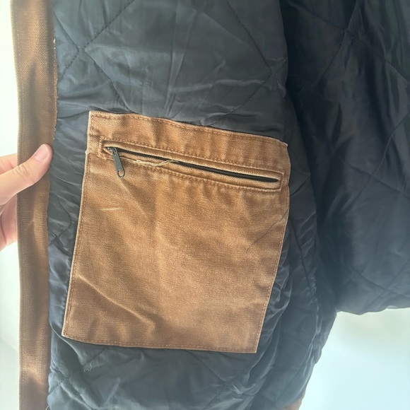 Carhartt Brown Barn Chore Jacket Corduroy Collar Quilted Outdoor Insulted Warm - Picture 13 of 15